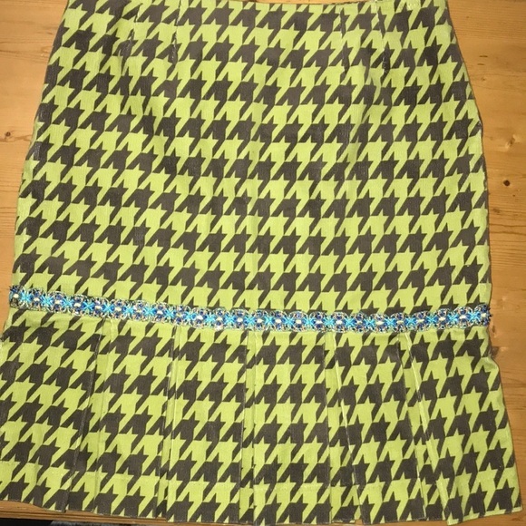 Jennifer Reale Design Skirt Green Brown 8 - Picture 4 of 6